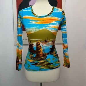 Vintage Parisian Made Nylon Novelty Sailboat Top